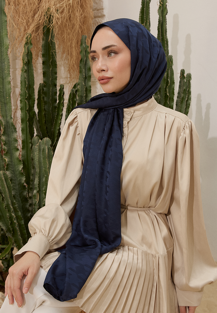 Fashion Desen Şal Lacivert