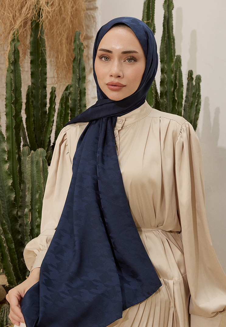 Fashion Desen Şal Lacivert