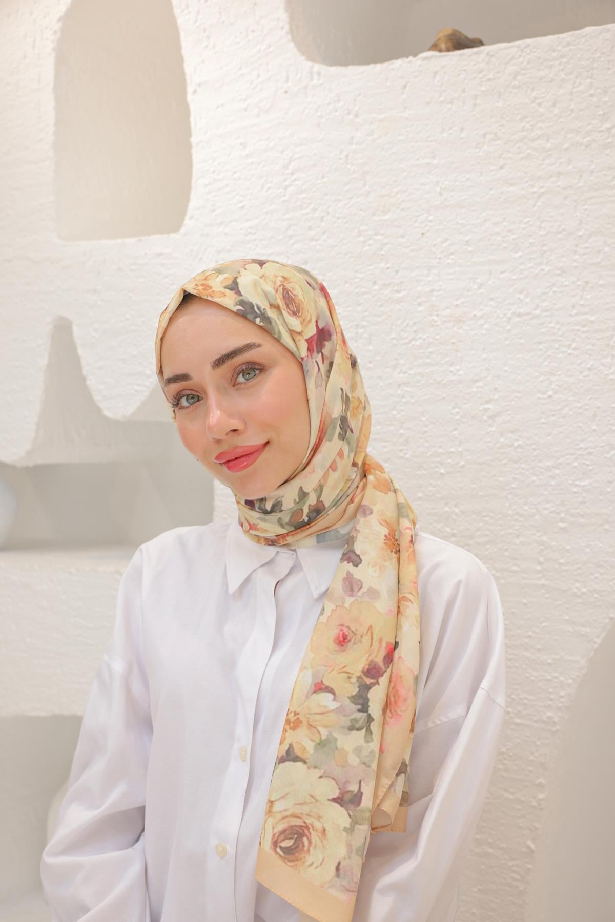 Flora Desenli Pamuk Şal Kavun