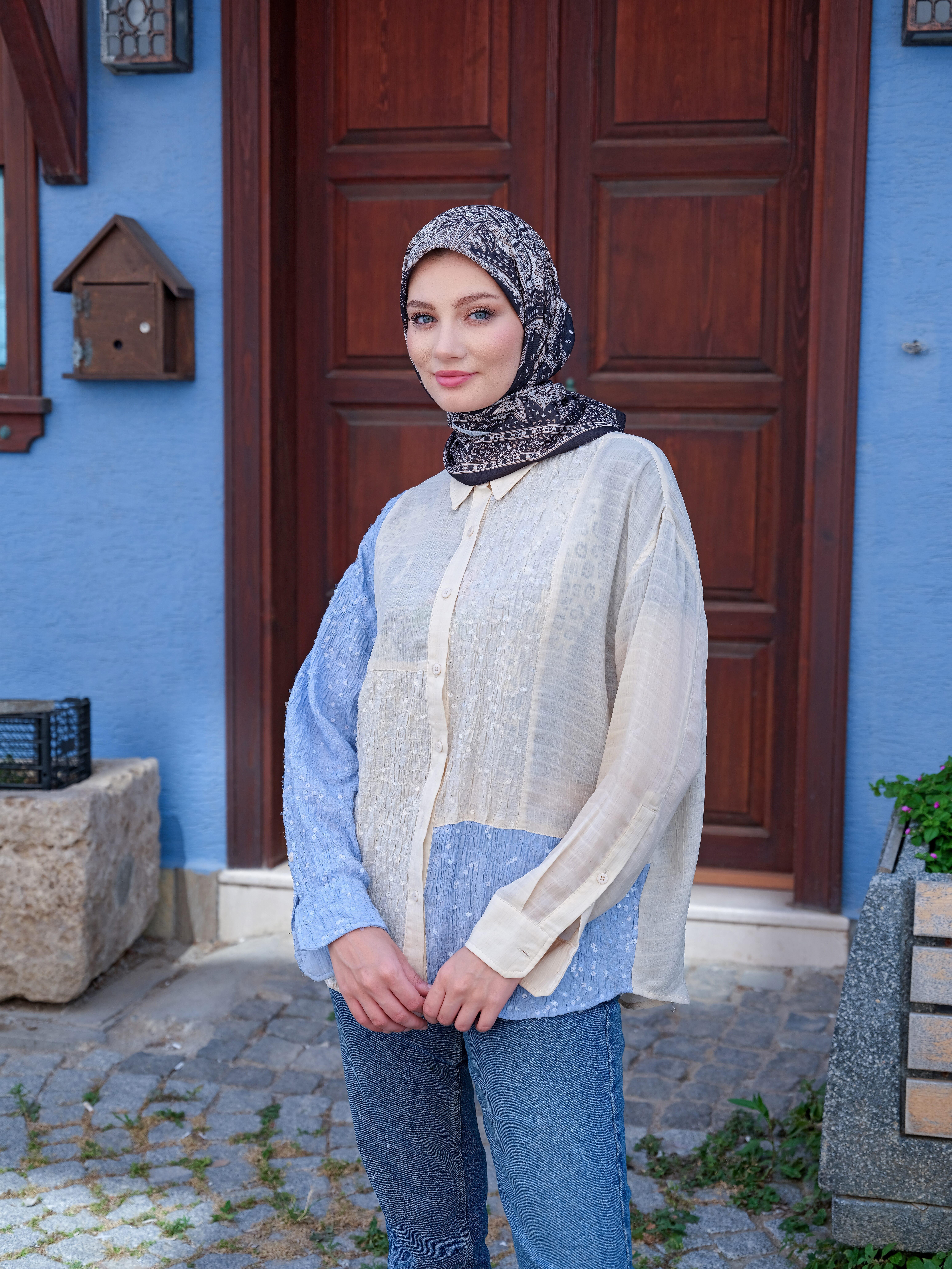 Freda Desen Eşarp Vizon