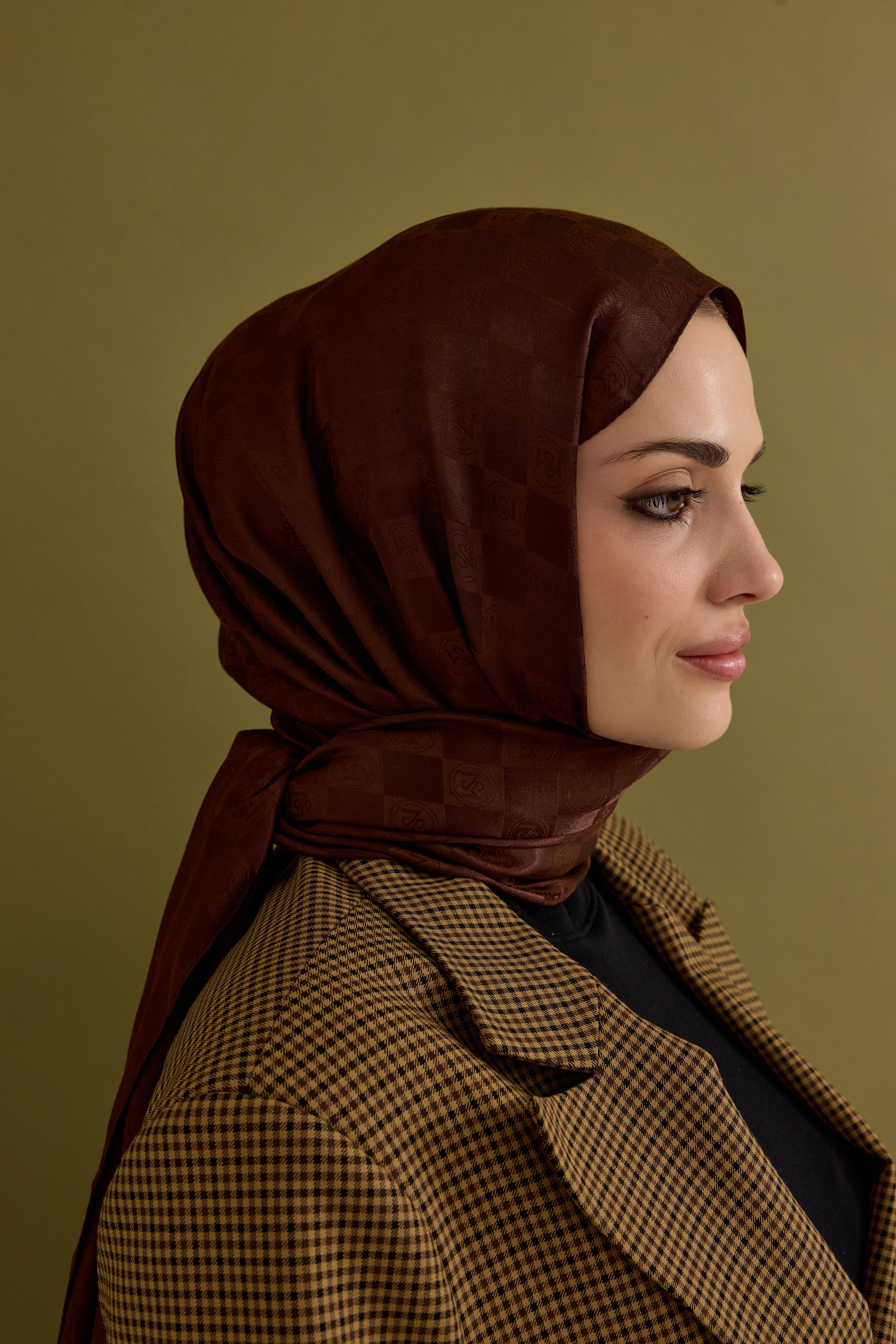 İpeksi Dama Monogram Şal Kakao