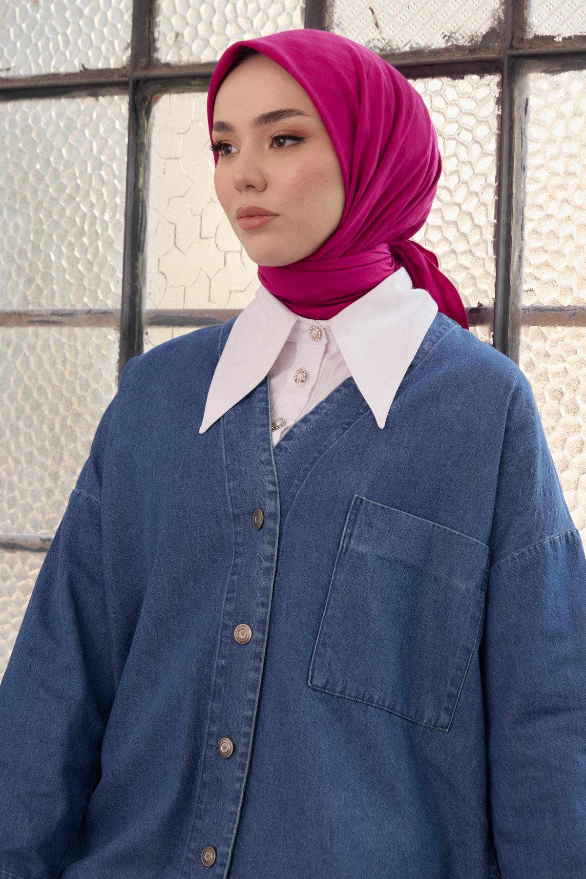 Kazayağı Desen Jakar Eşarp Fuşya