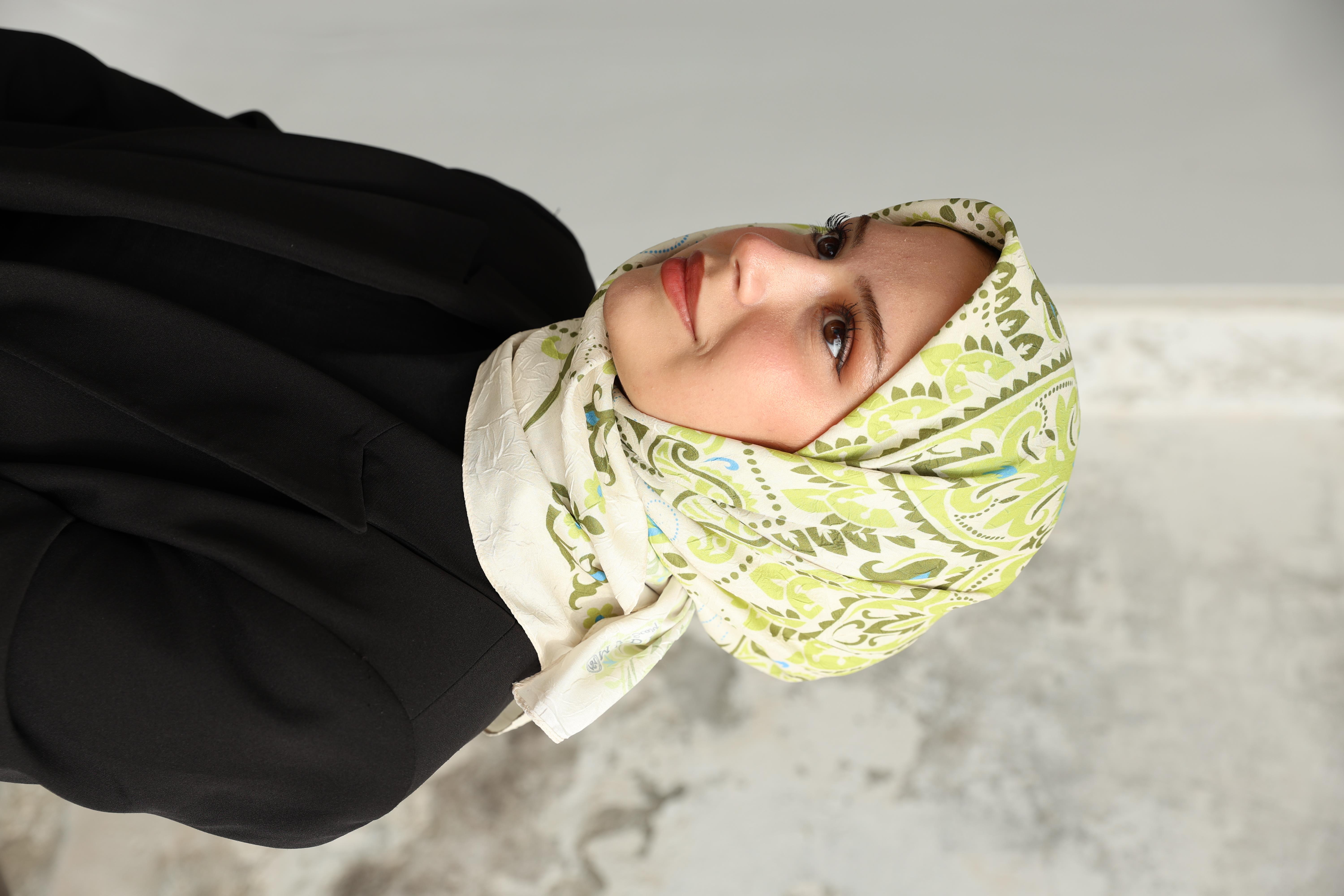 Luna Desen Bambu Kraş Eşarp Limon