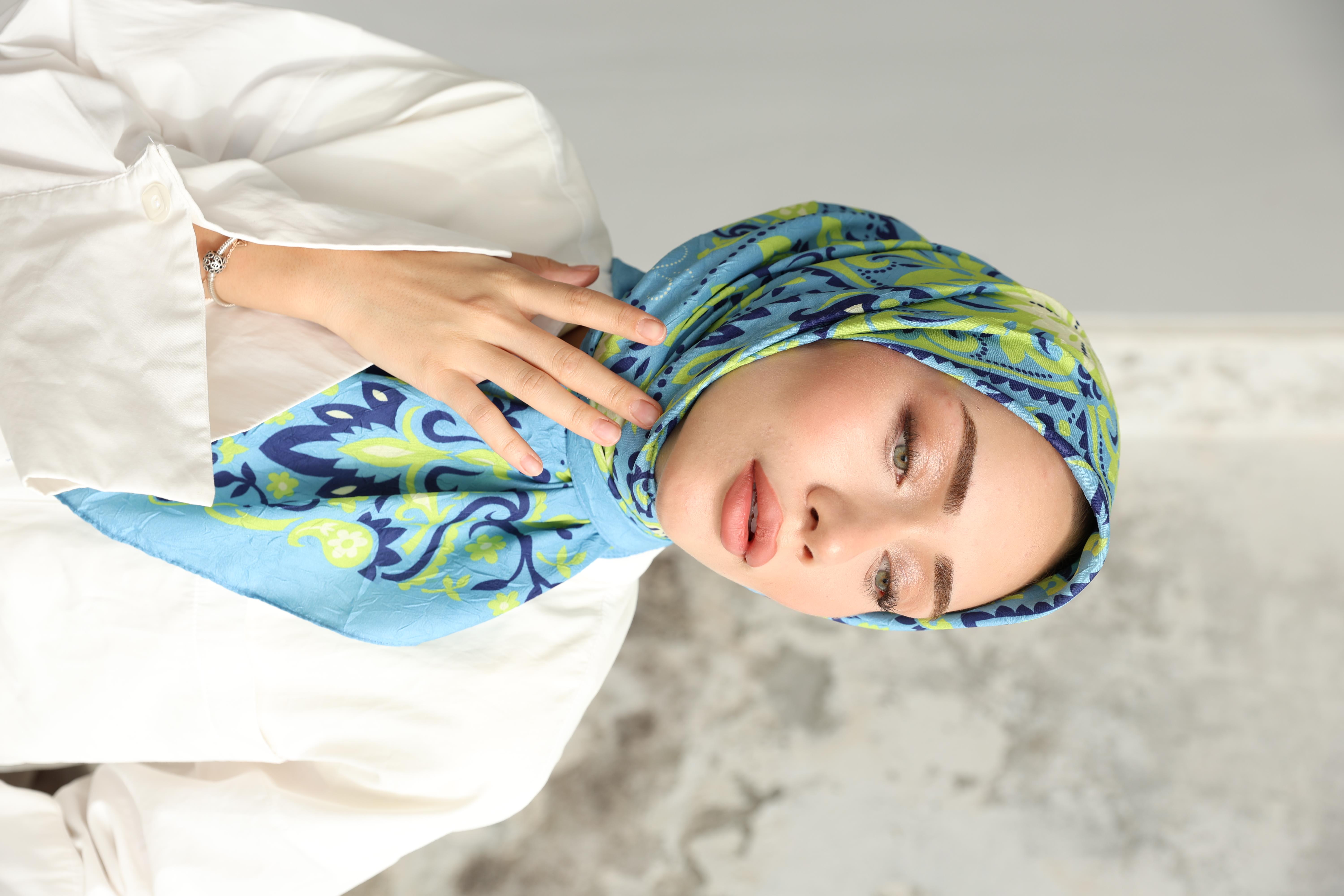 Luna Desen Bambu Kraş Eşarp Mint Yeşili