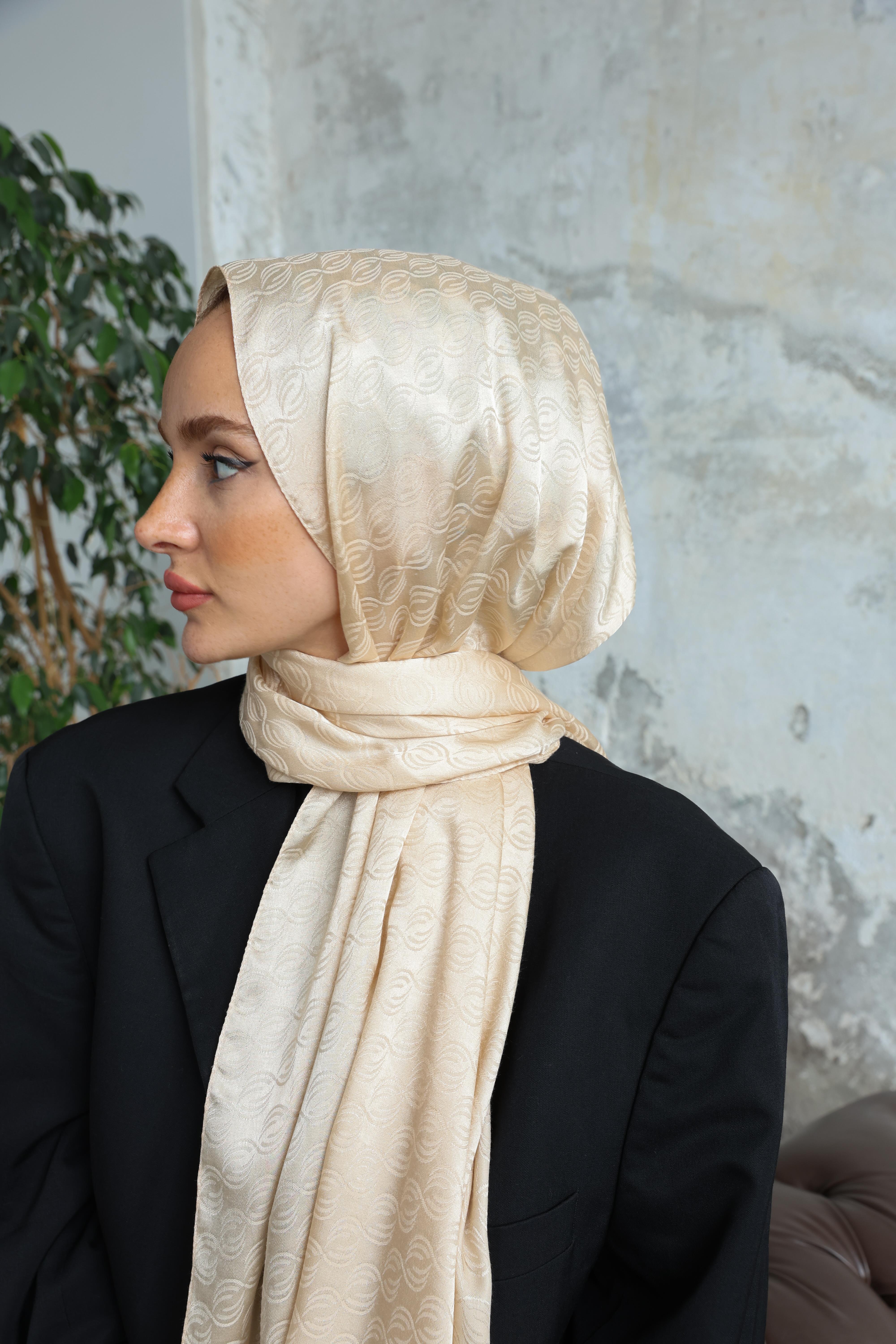 Midye Desen Jakar Şal Cappucino