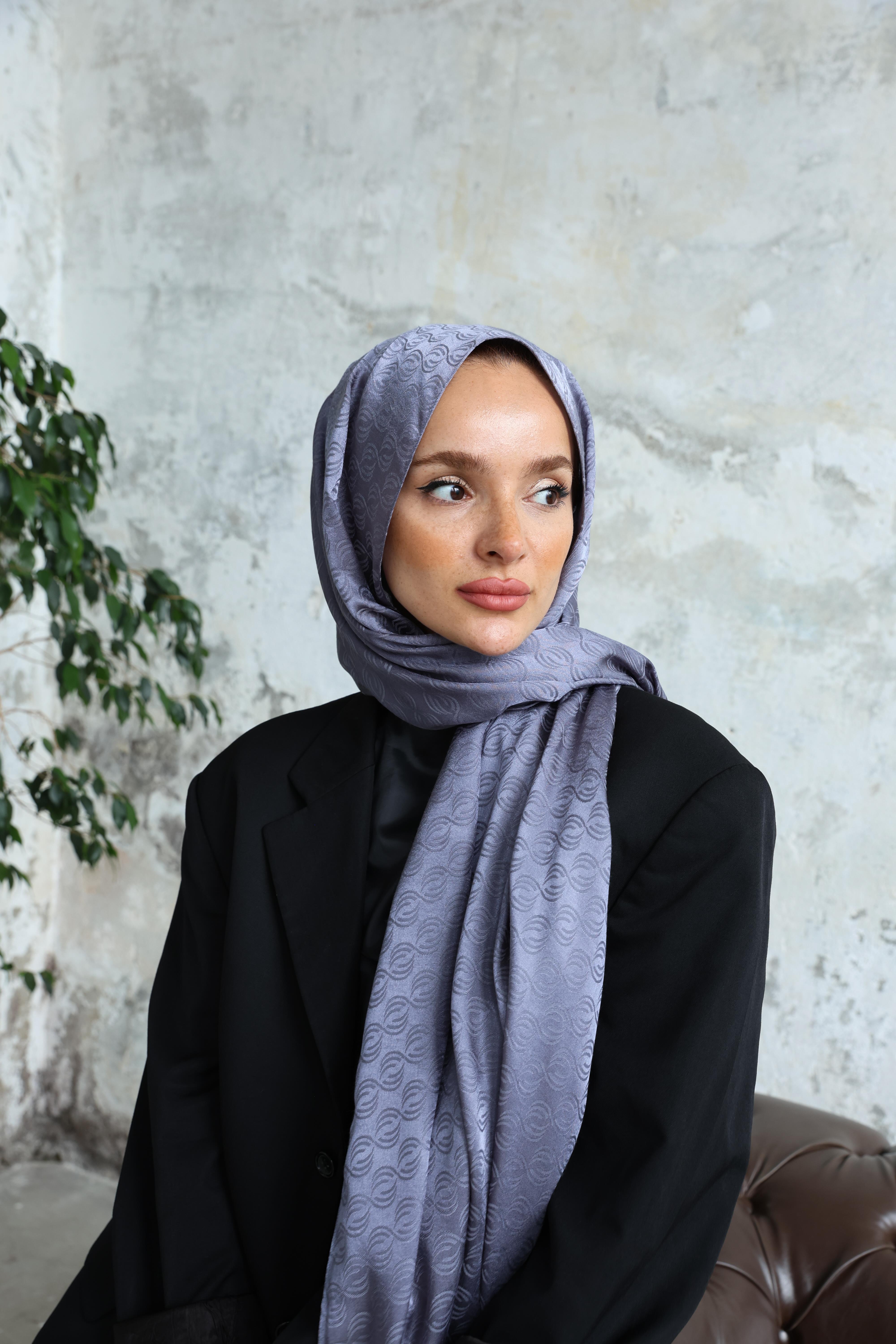 Midye Desen Jakar Şal Füme