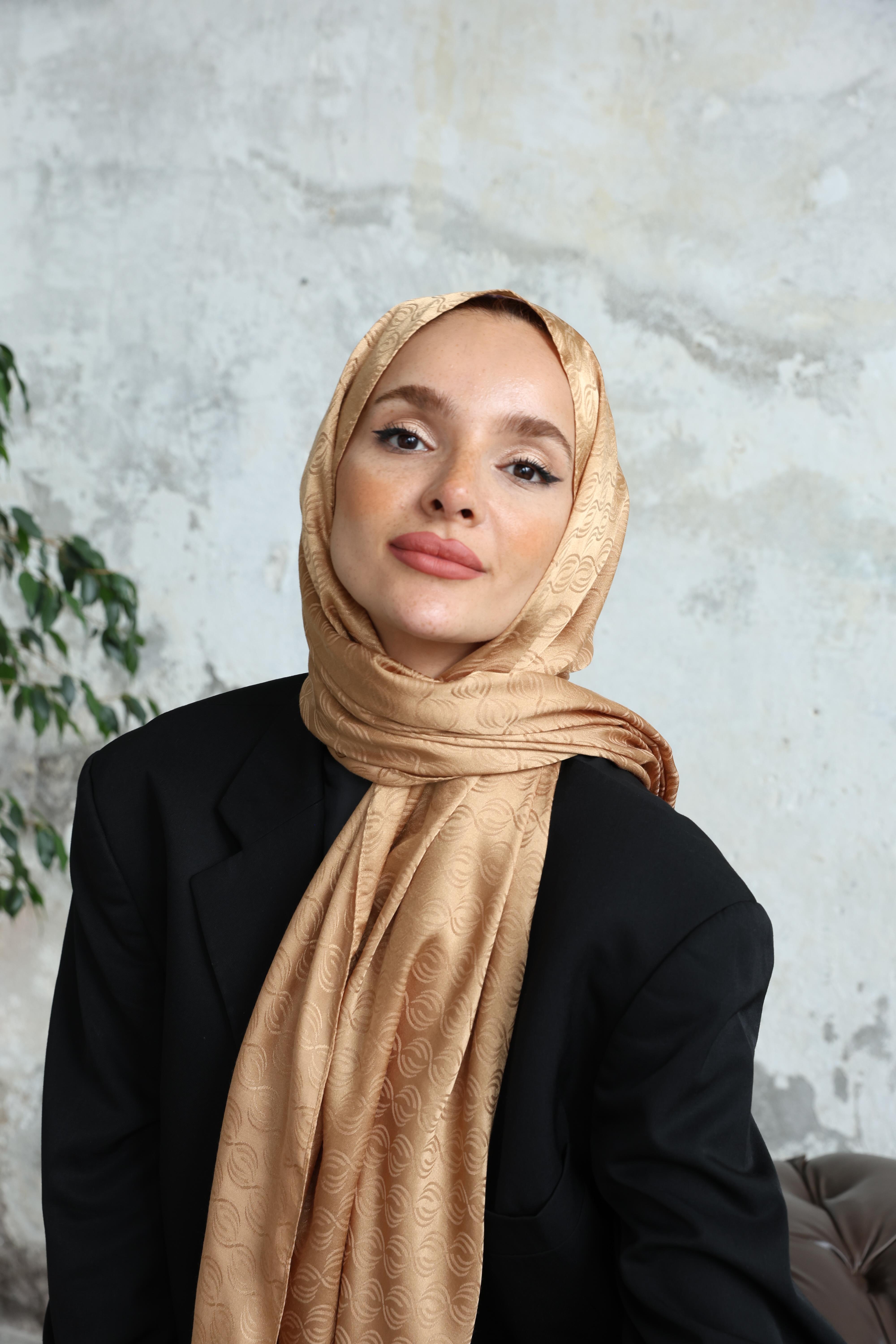 Midye Desen Jakar Şal Safran