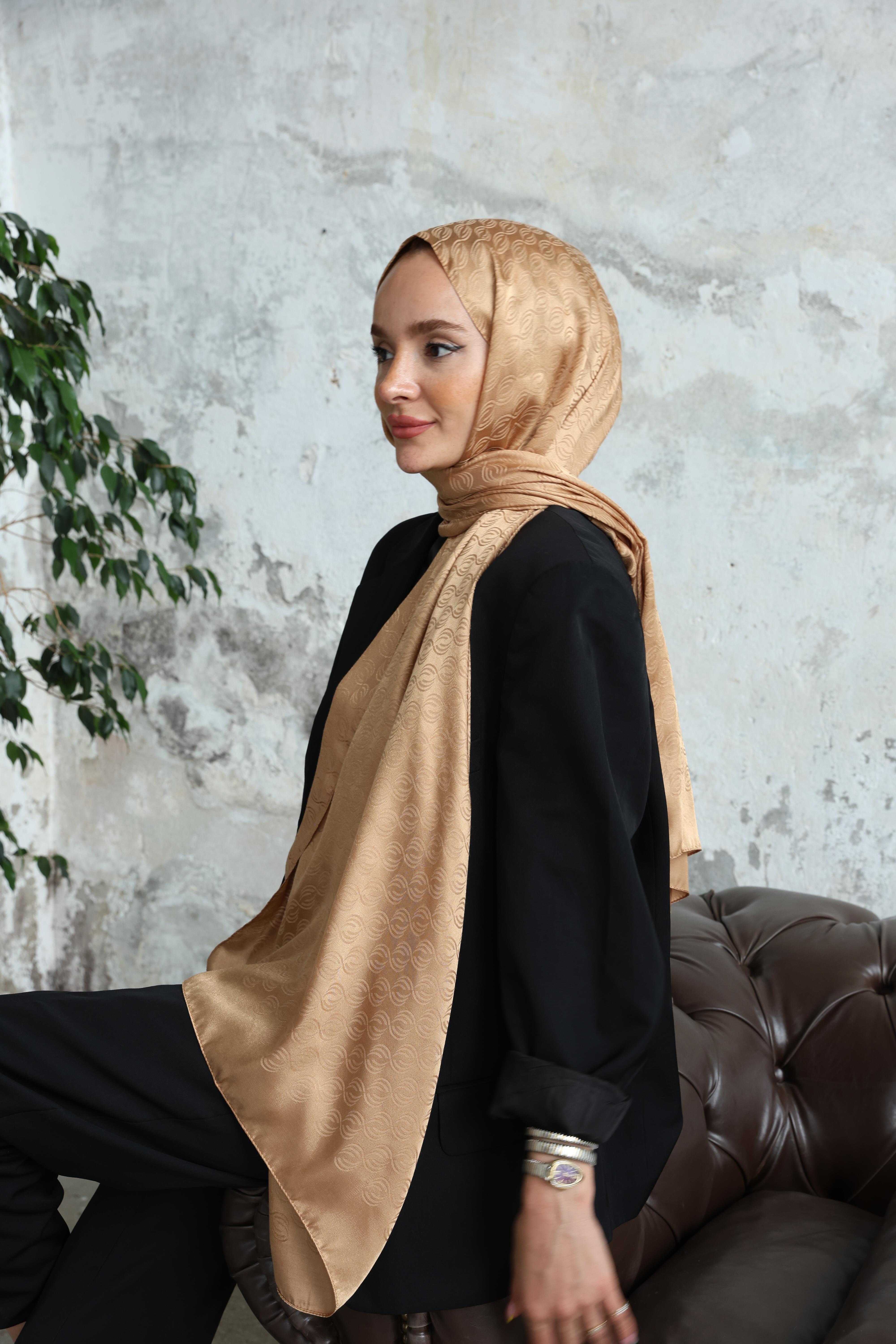 Midye Desen Jakar Şal Safran