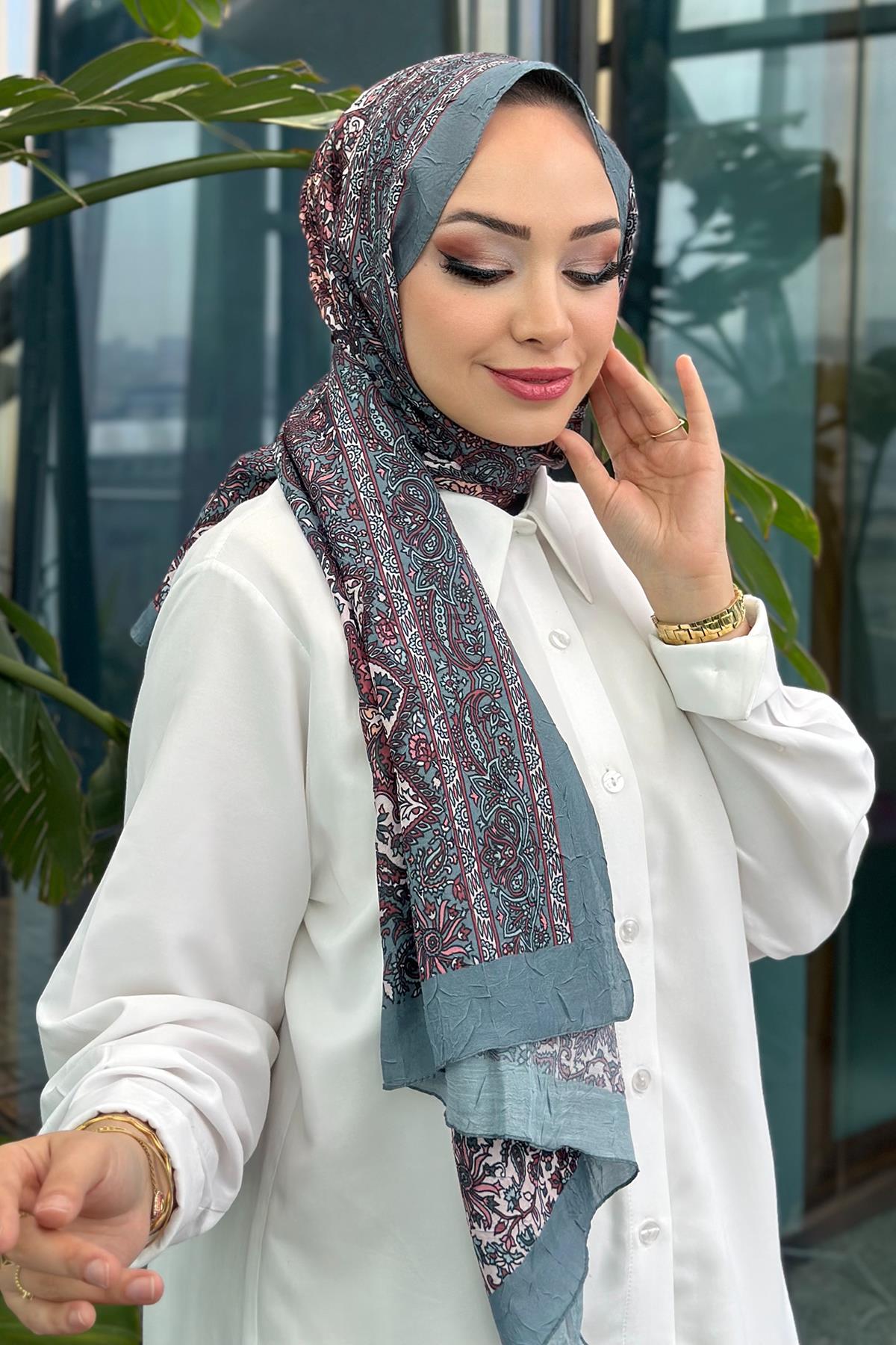 Paisley Desen Kraş Şal Mint Yeşil
