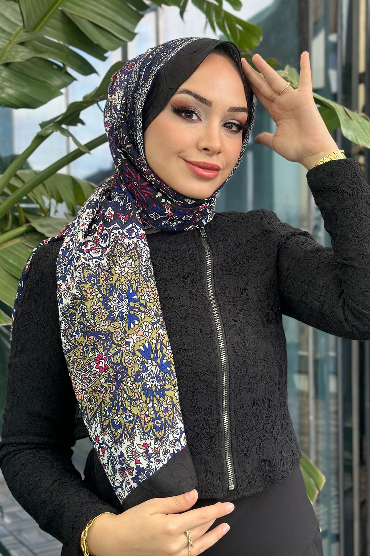 Paisley Desen Kraş Şal Siyah
