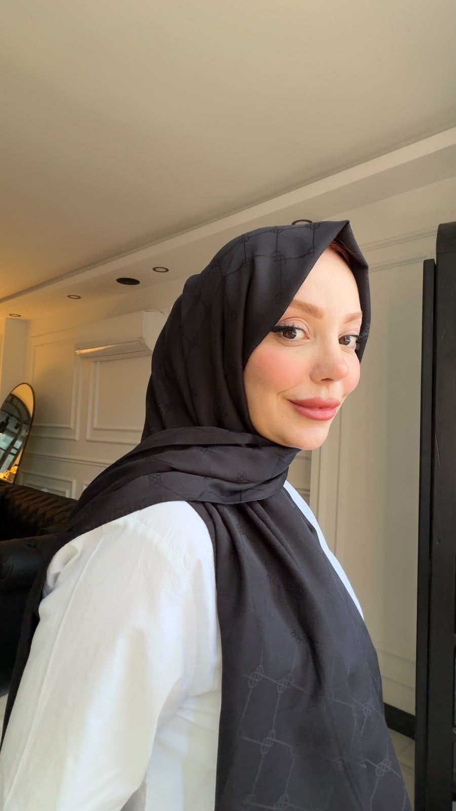 RAMİ JAKAR MONOGRAM ŞAL  SİYAH