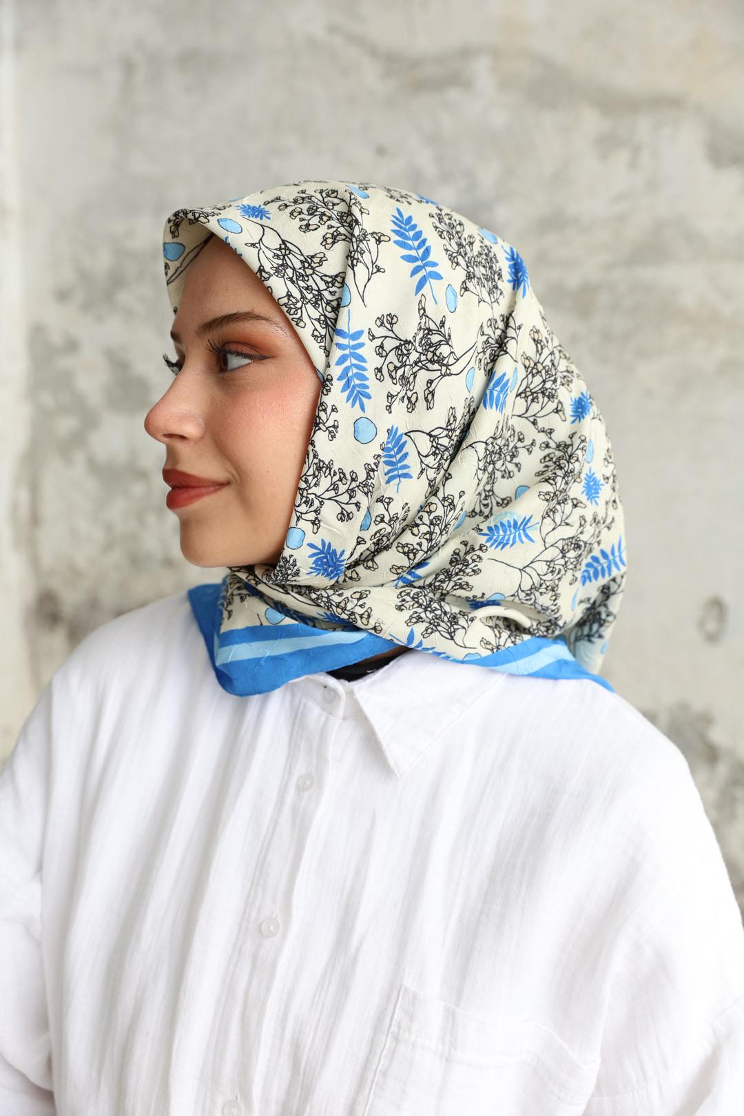 Riva Desen Bambu Kraş Eşarp Bebe Mavi