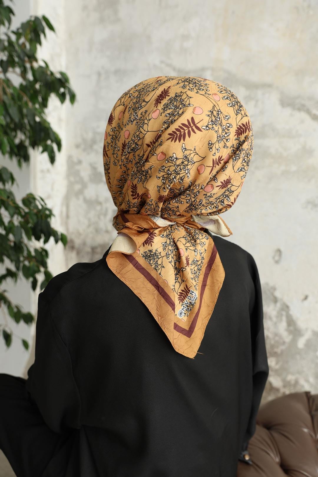 Riva Desen Bambu Kraş Eşarp Sütlü Kahve