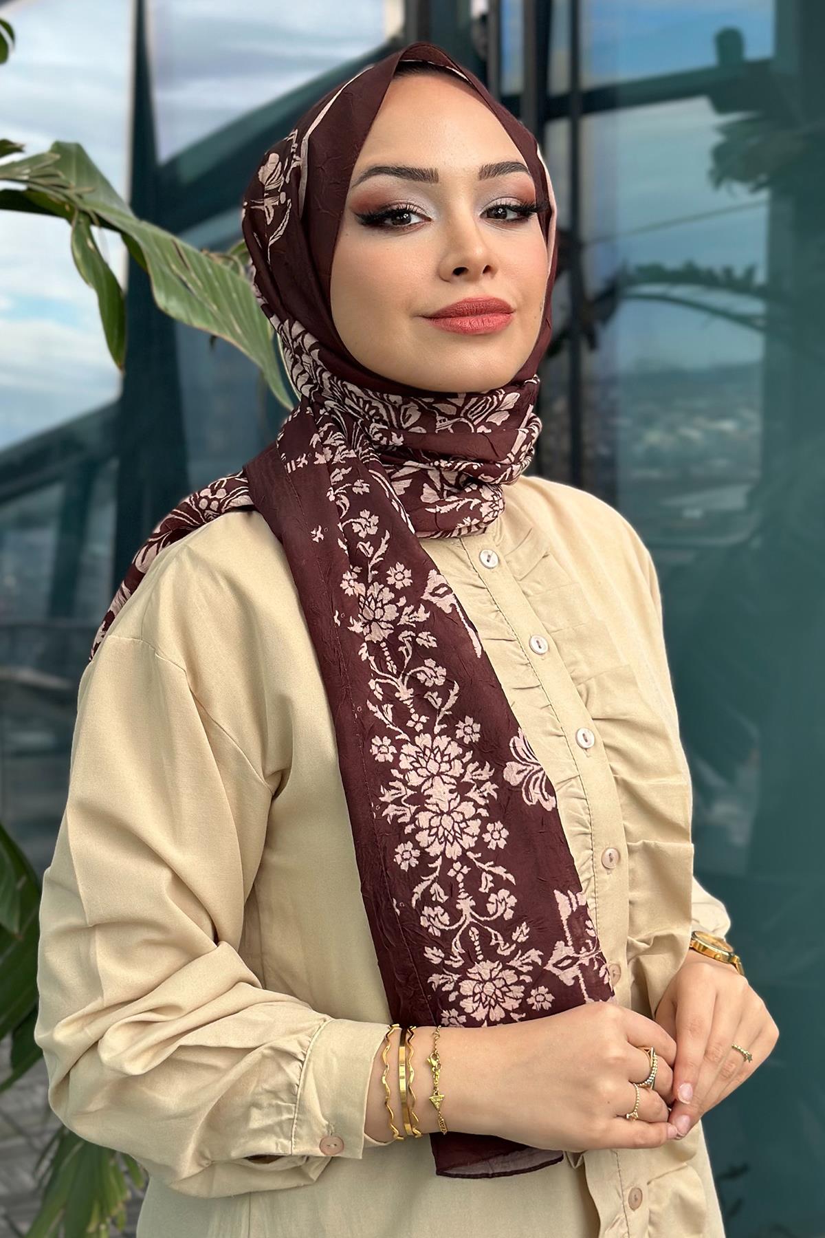 Shape Desen Kraş Şal Bordo