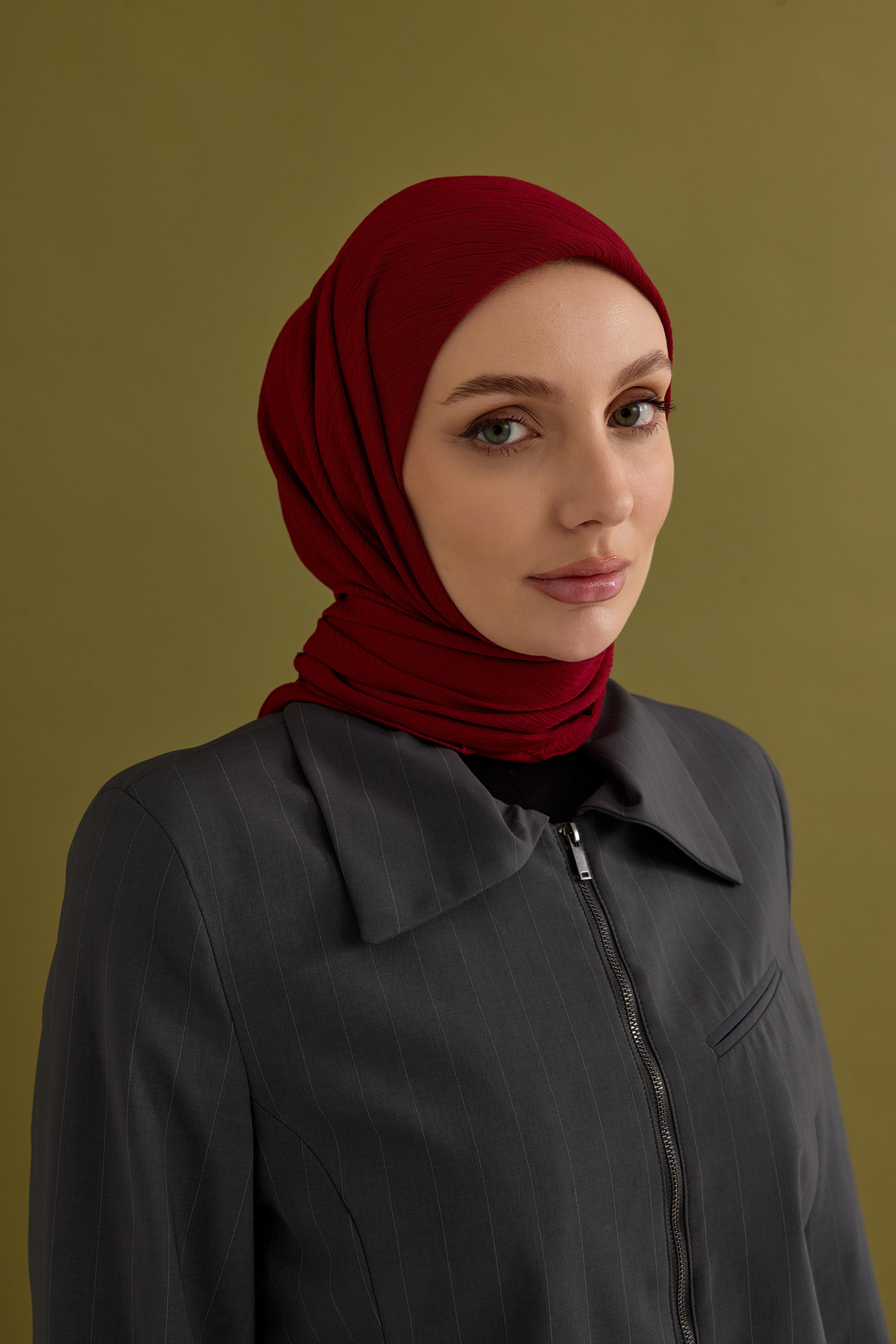 Soft Krinkıl Eşarp Kızıl Bordo