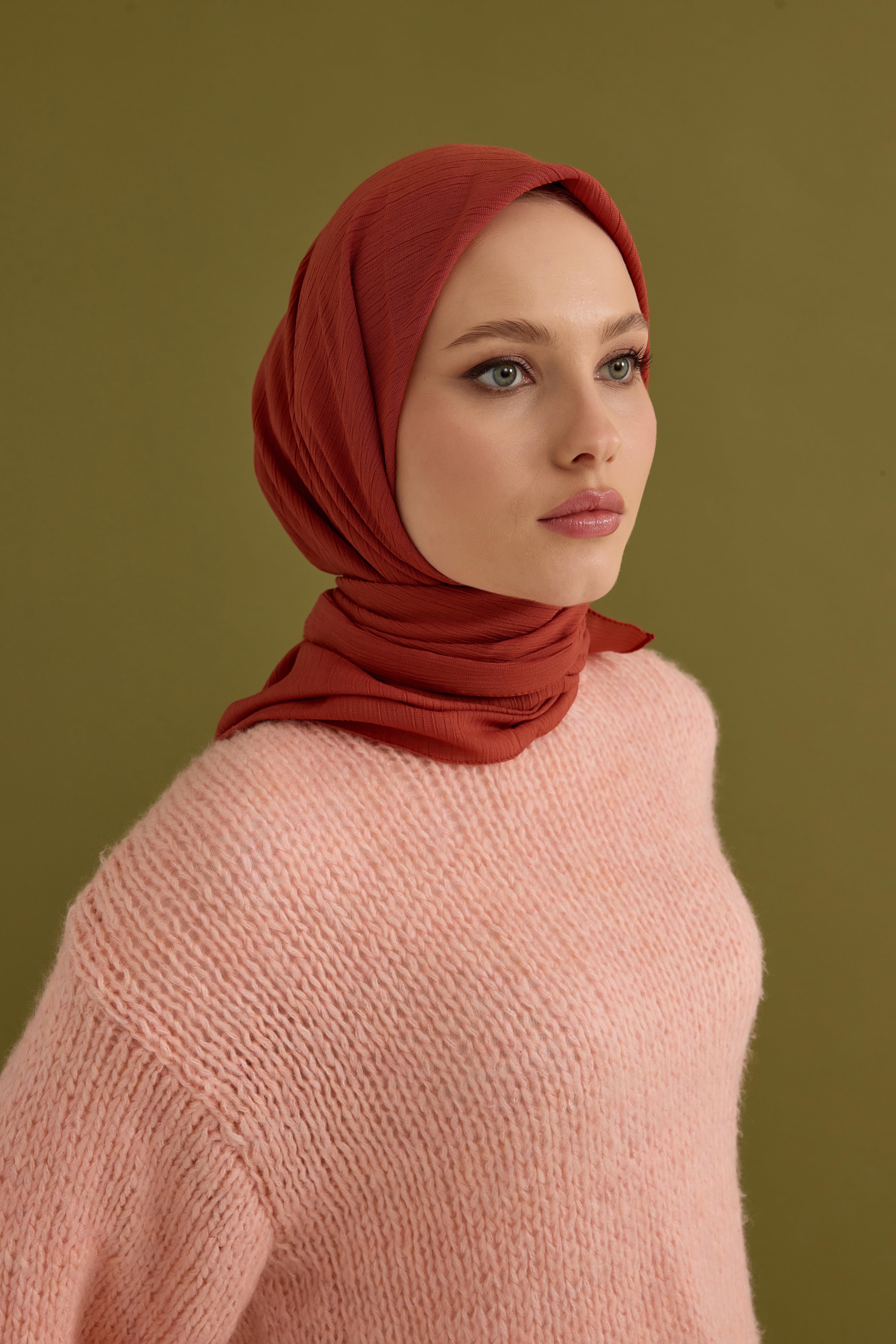 Soft Krinkıl Eşarp Mercan