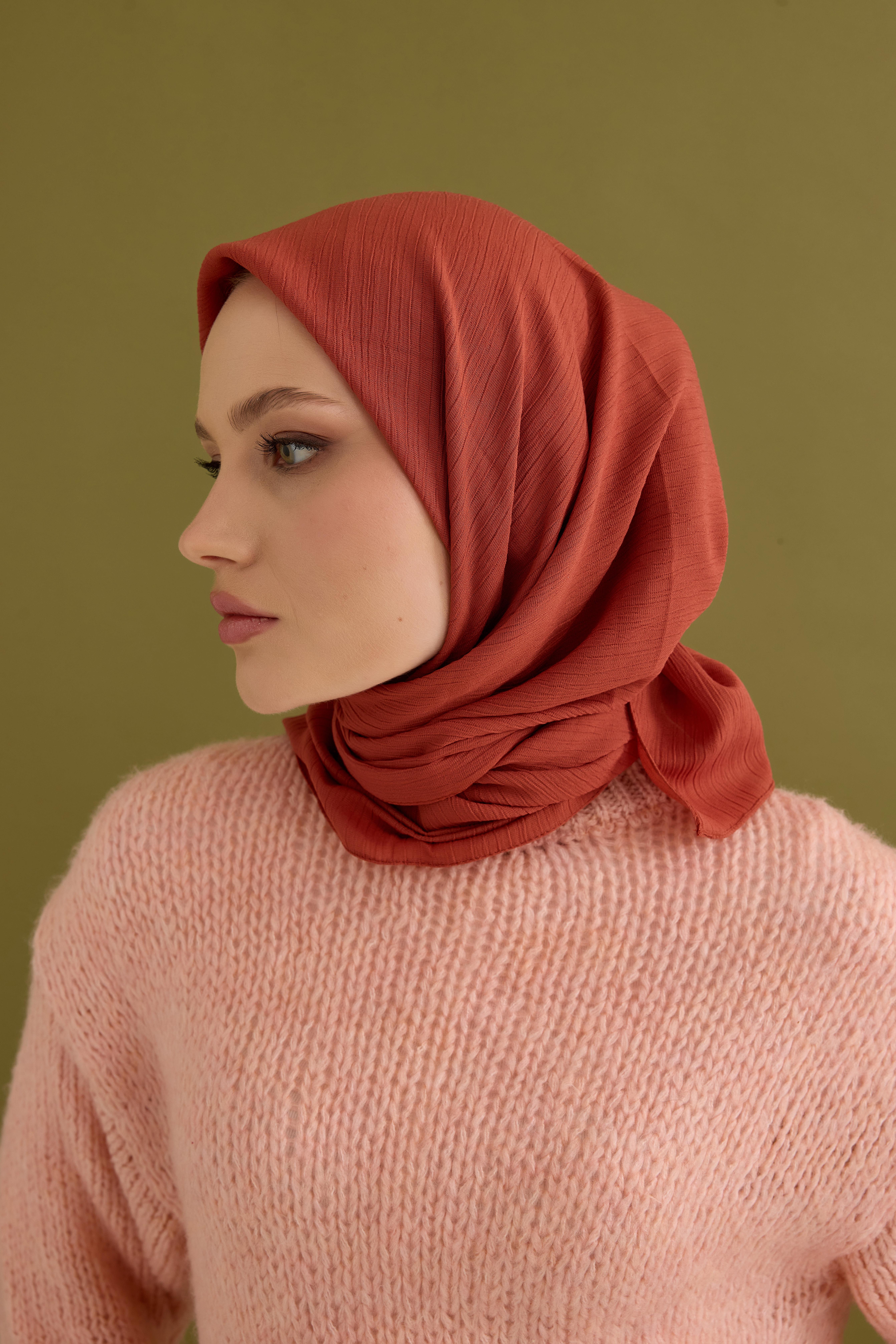 Soft Krinkıl Eşarp Mercan