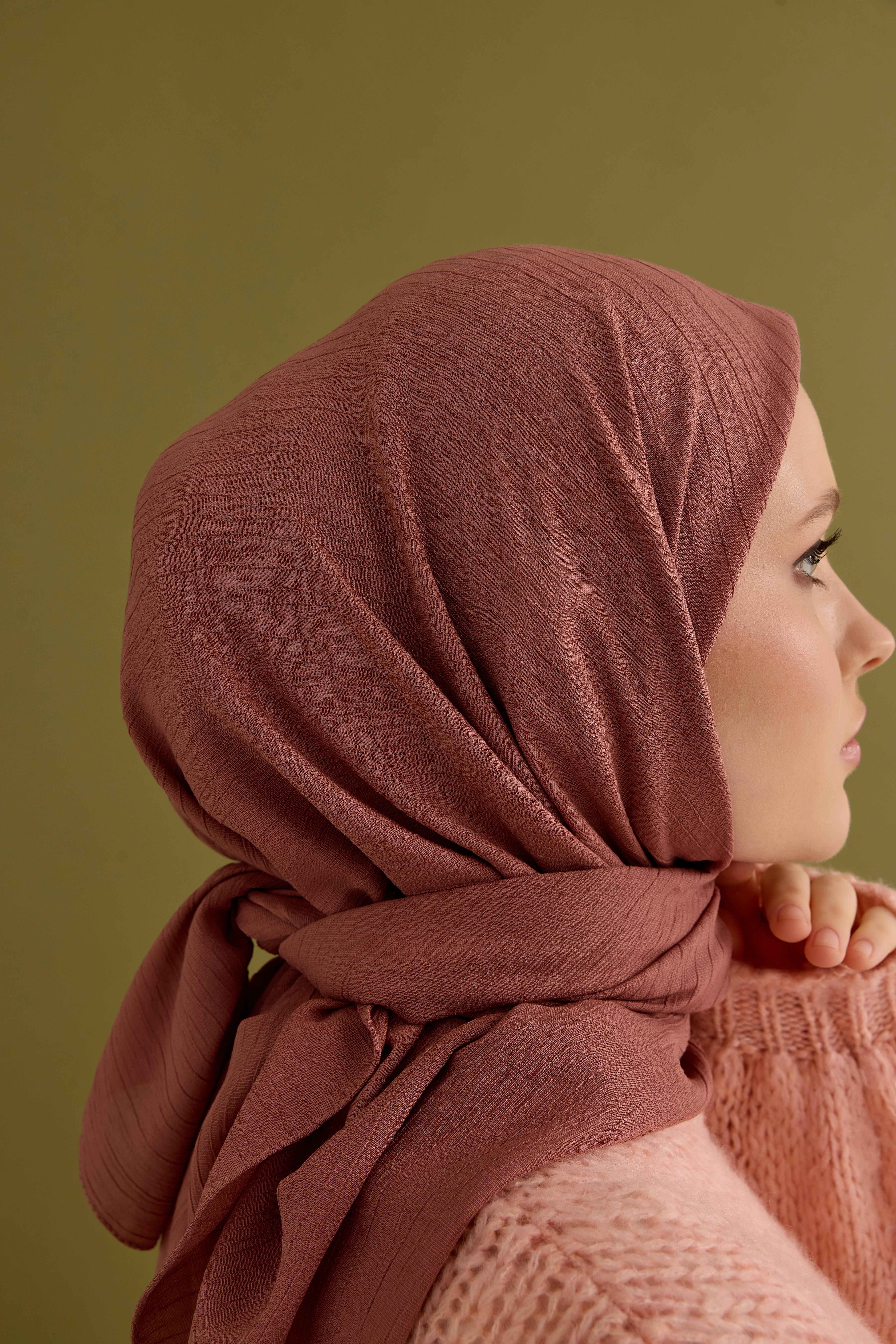 Soft Krinkıl Eşarp Rose