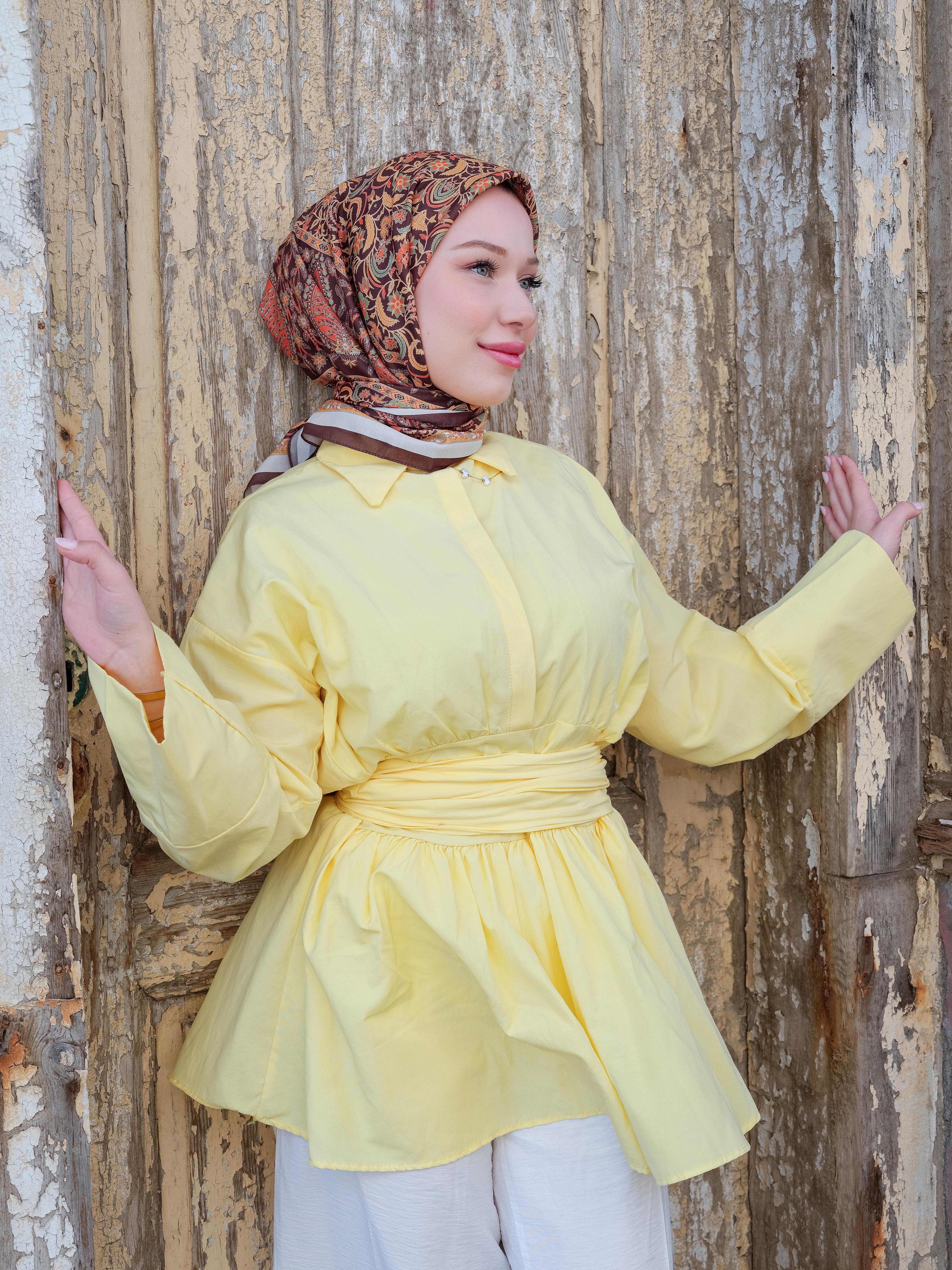 Vintage Desen Eşarp Kahve Karamel