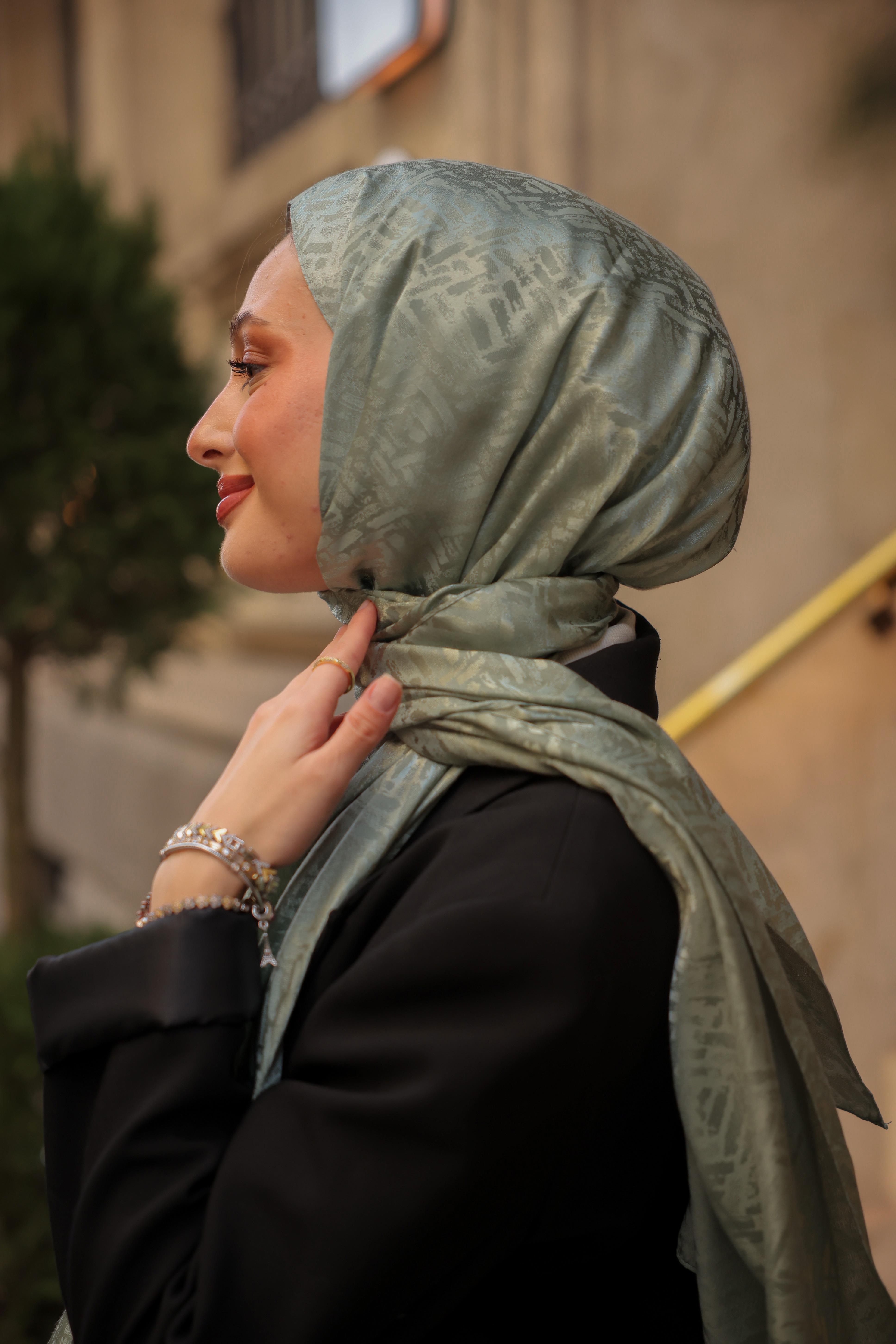 Vogue Desen İpeksi Jakar Şal Su Yeşili