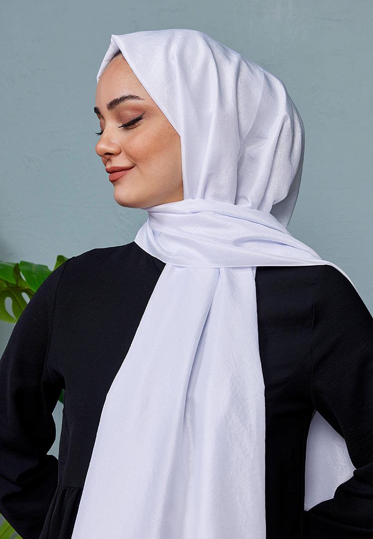 Vual Kraş Şal Çiğ Beyaz