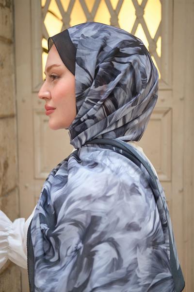 Alyena Desen Fransız İpeği Şal Siyah