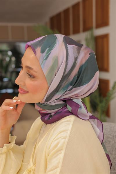 Angels Desen Modal Eşarp Mürdüm