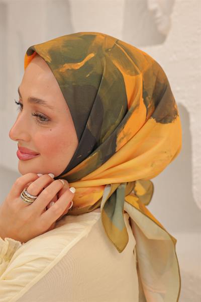 Art Desen Modal Eşarp Hardal Yeşil