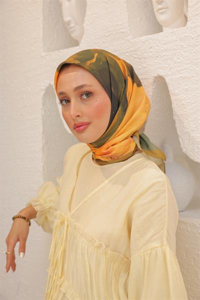 Art Desen Modal Eşarp Hardal Yeşil