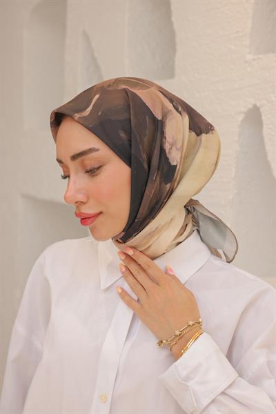 Art Desen Modal Eşarp Kahverengi