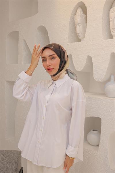 Art Desen Modal Eşarp Kahverengi