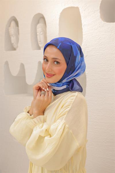 Art Desen Modal Eşarp Royal Blue