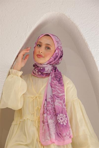 Begonia Desenli Pamuk Şal Şeker Pembe