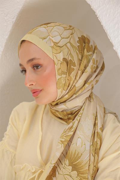 Begonia Desenli Pamuk Şal Tereyağ