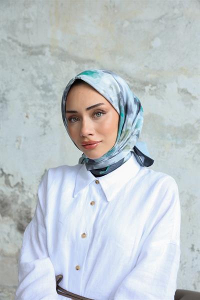 Bulut Desen Bambu Kraş Eşarp Gri
