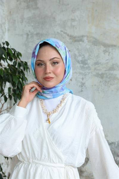 Bulut Desen Bambu Kraş Eşarp Leylak