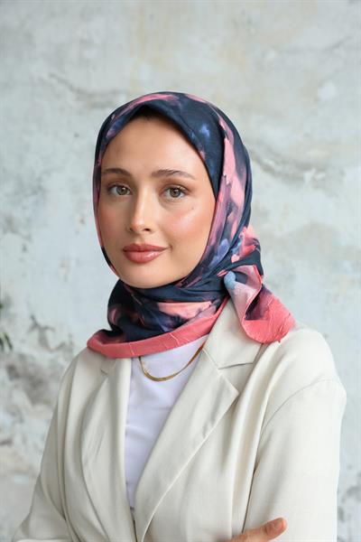 Bulut Desen Bambu Kraş Eşarp Nar Çiçeği