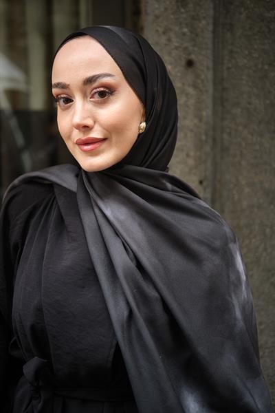 Bulut Desen Fransız İpeği Şal Siyah