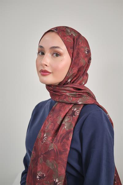 Burgeon Desenli Pamuk Şal Nar Çiçeği