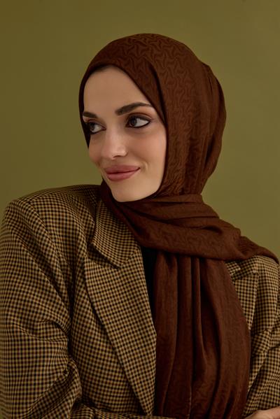 Candy Desen Kraş Jakar Şal Acı Kahve