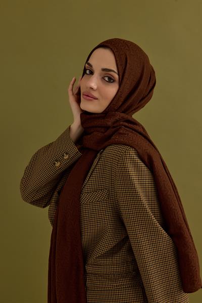 Candy Desen Kraş Jakar Şal Acı Kahve