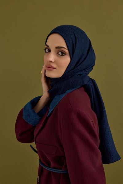 Candy Desen Kraş Jakar Şal Lacivert