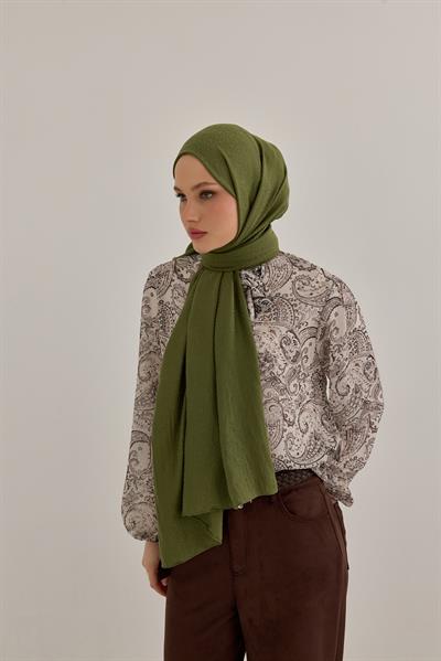 Candy Desen Kraş Jakar Şal Yeşil