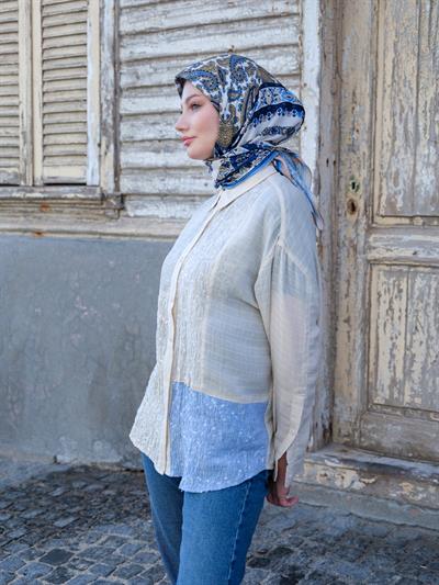 Charlotte Desen Eşarp Gök Mavi