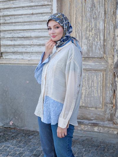 Charlotte Desen Eşarp Gök Mavi