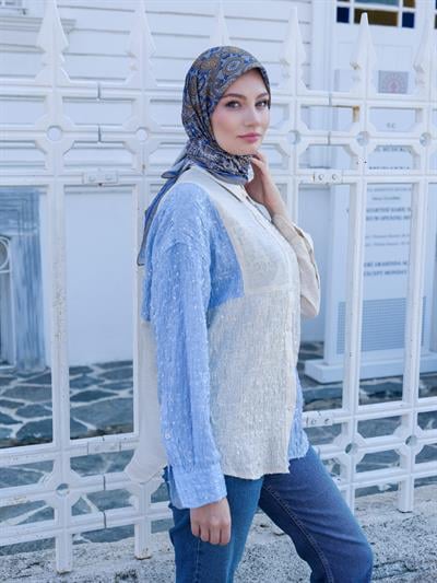 Charlotte Desen Eşarp Gri Hardal