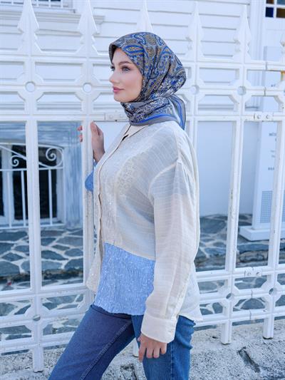 Charlotte Desen Eşarp Gri Hardal