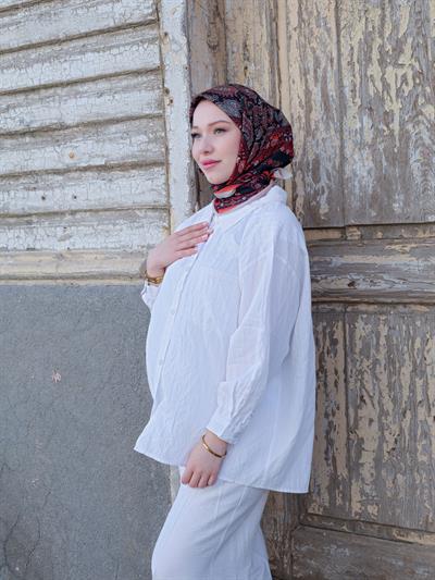 Charlotte Desen Eşarp Kızıl Siyah