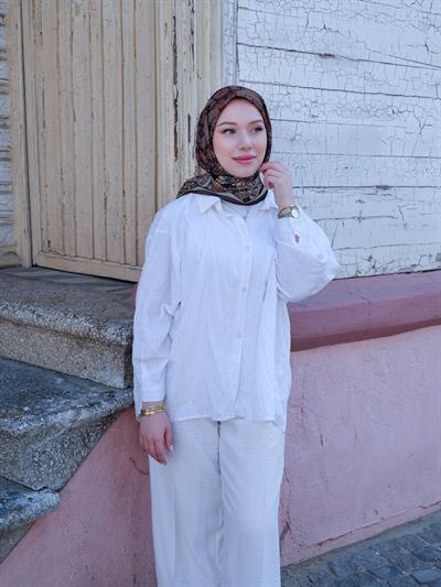 Charlotte Desen Eşarp Mint Kiremit