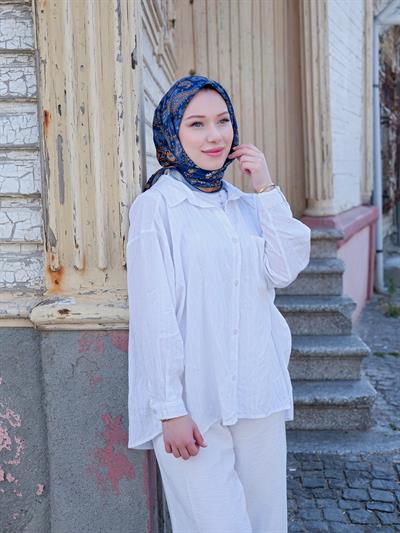 Charlotte Desen Eşarp Turkuaz Camel